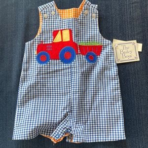 The Bailey Boys NEW reversible romper with tractor/dianasour